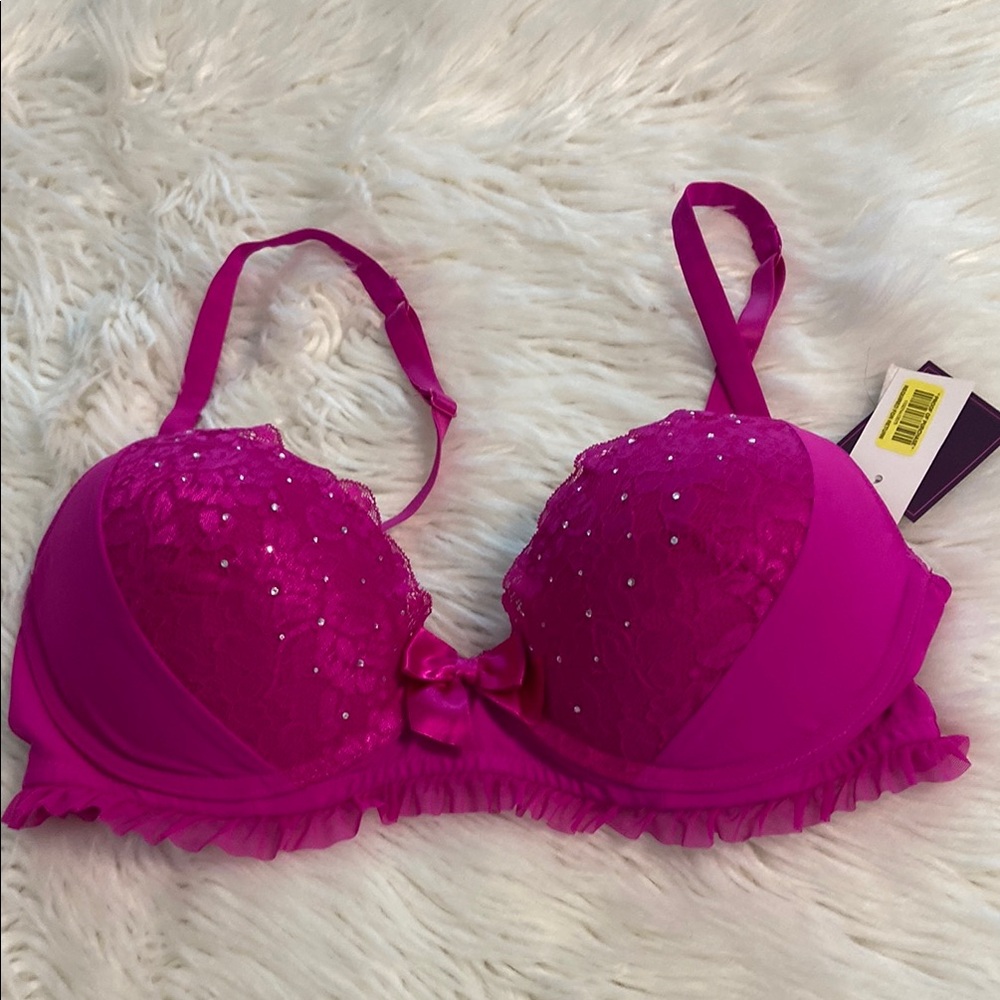 SAKI SILVER WOMENS BRA SIZE 38D Elegant Pink Lace Bra brand new